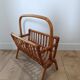 Vintage rattan wicker magazine rack
