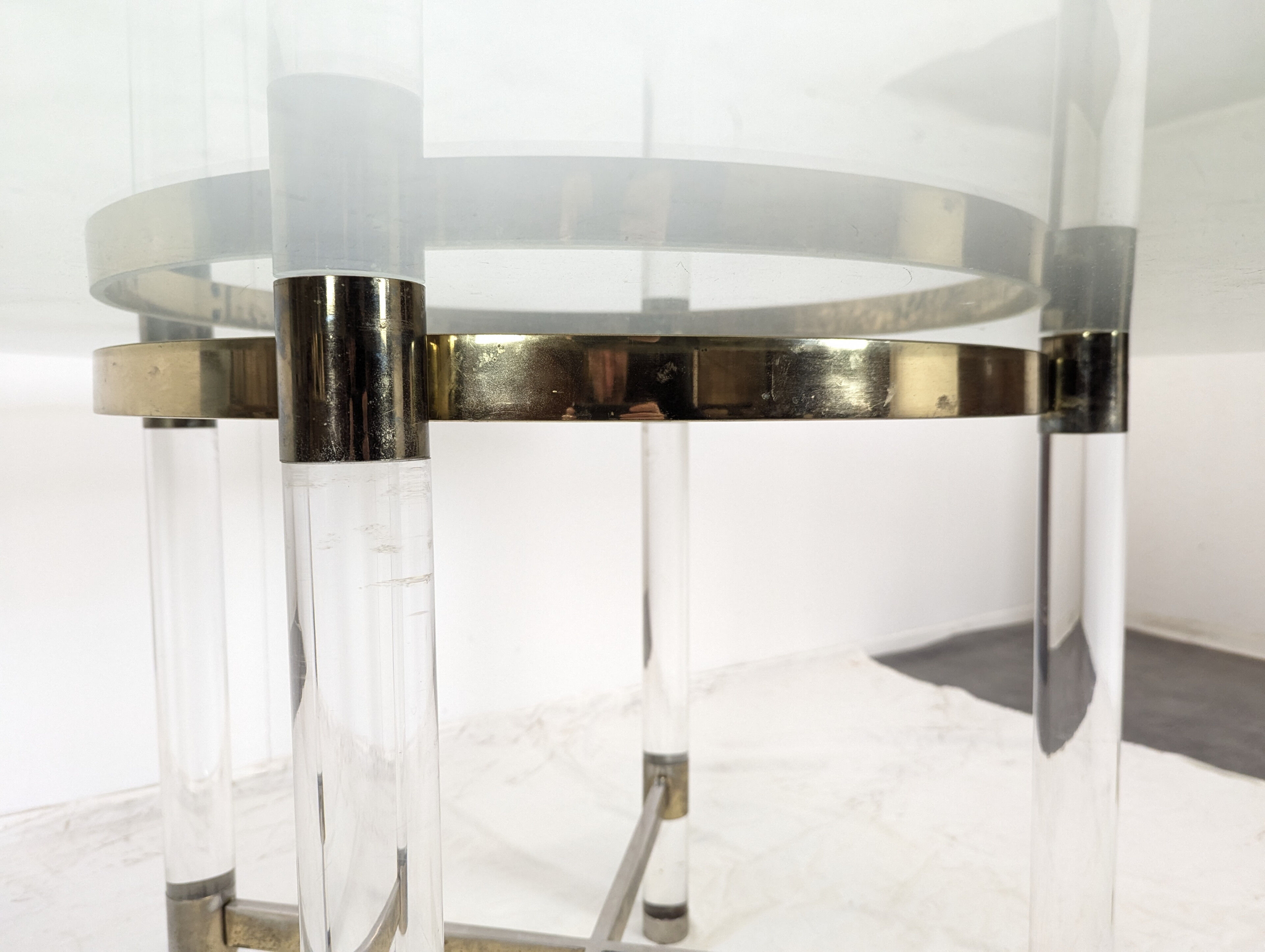 Brass and acrylic glass table by Sandro Petti for Metalarte, 1970