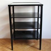 Late 1940s Czechoslovak Functionalist Étagère in Black Wood and Bevelled Gl