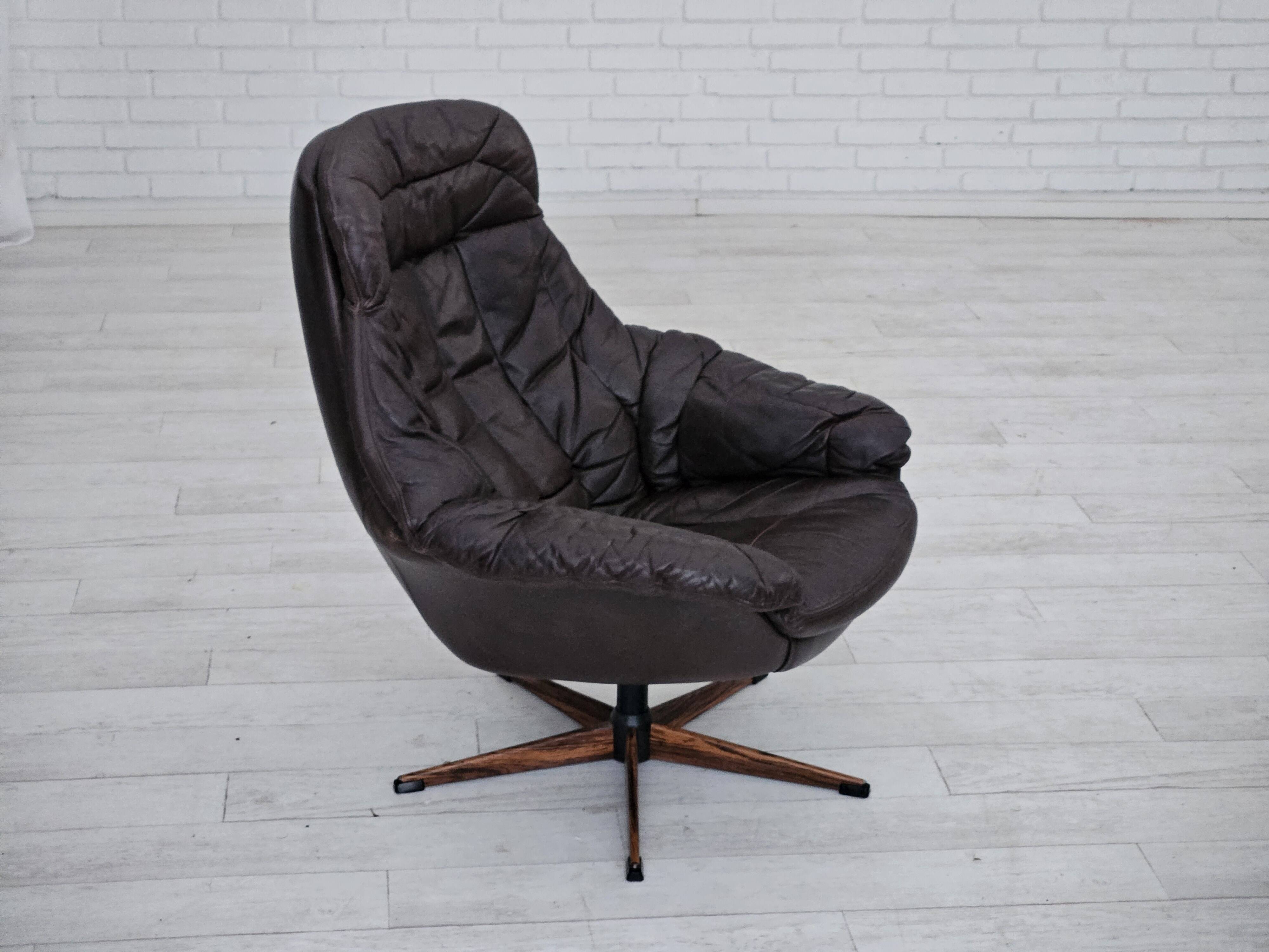 1970s, Vintage Danish leather armchair by H.W.Klein, original good condition.