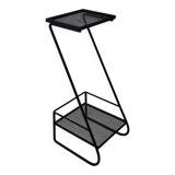 Furniture or side table in black lacquered perforated metal 1950s
