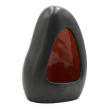 Free-form black signed candle holder, 1960s