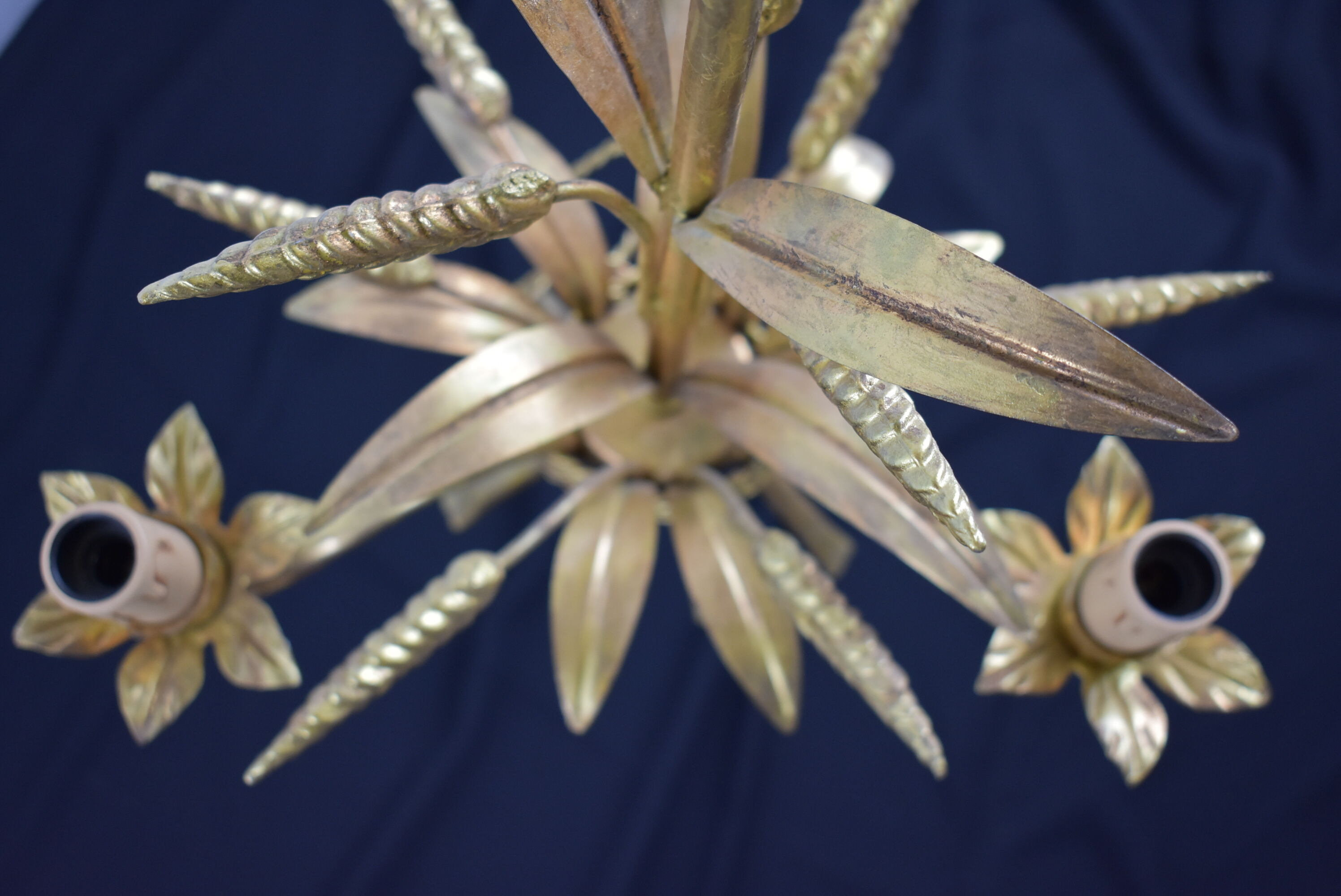 3-branched vintage golden wheat chandelier