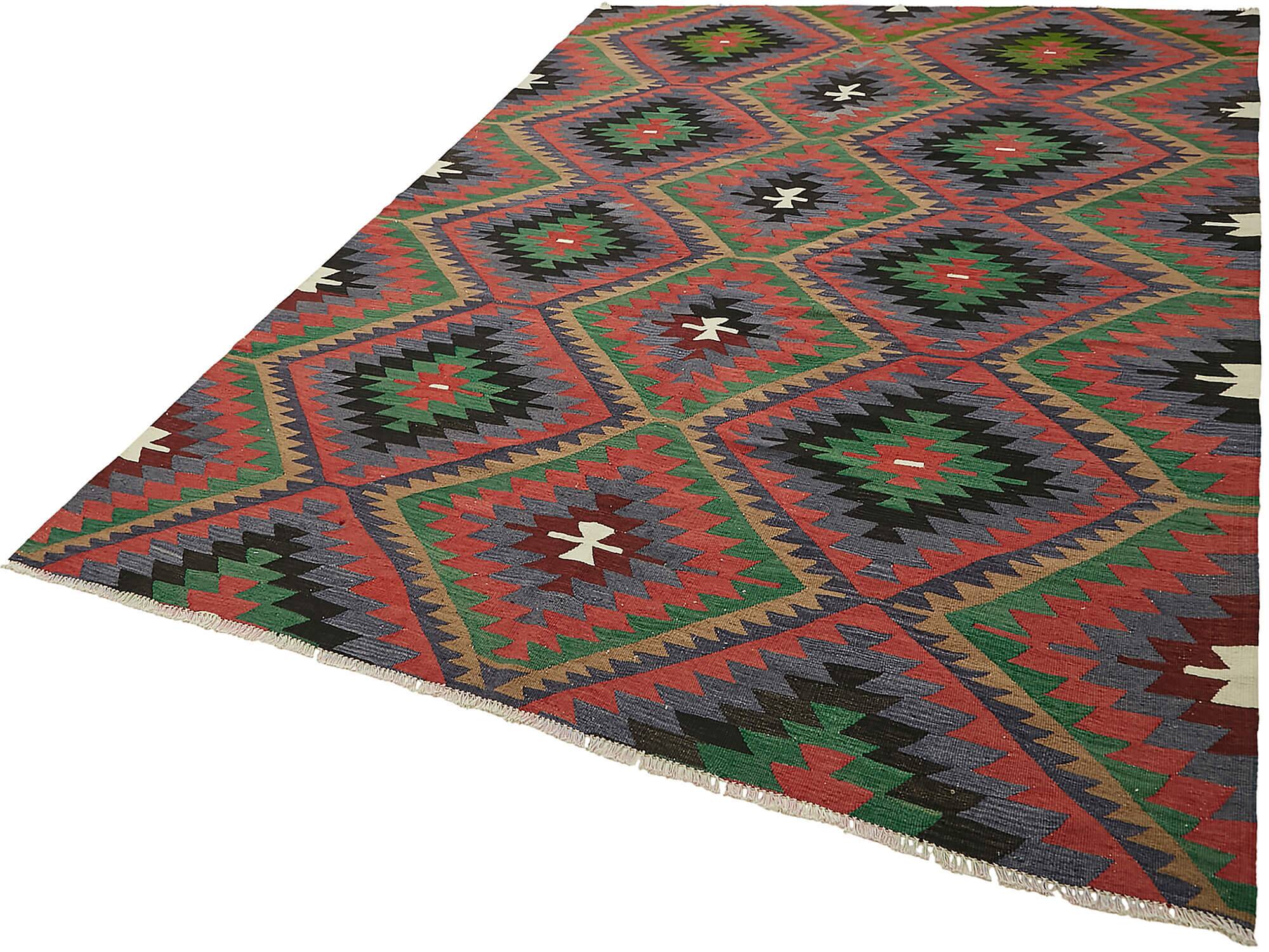 Turkish Handmade Vintage Anatolian Kilim 202 cm x 284 cm