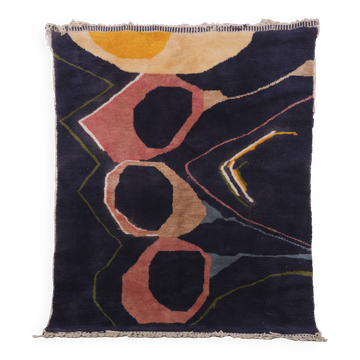 Vintage Abstract Beni Merirt Rug 180 x 225 cm, Beni Ourain Rug, Boho Rug