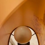 Lampe vintage pied en fer forgé et abat jour en soie