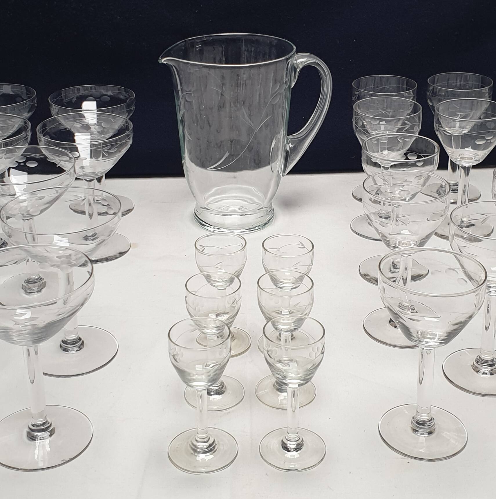 Prlncess House Heritage 30 Piece Etched Crystal Stemware Set