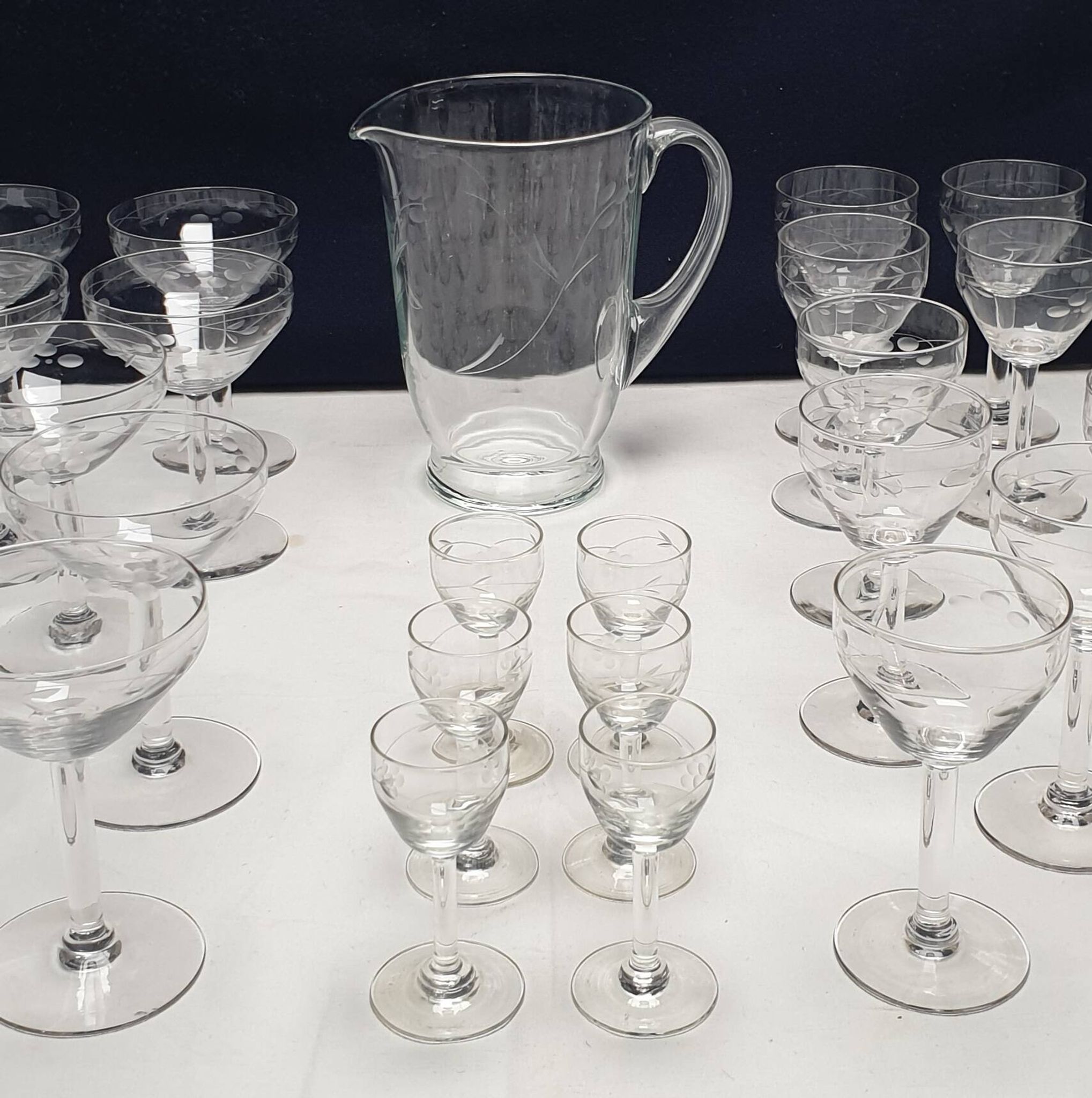 Prlncess House Heritage 30 Piece Etched Crystal Stemware Set