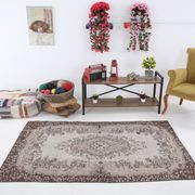 Brown floral turkish area rug, 208x115cm