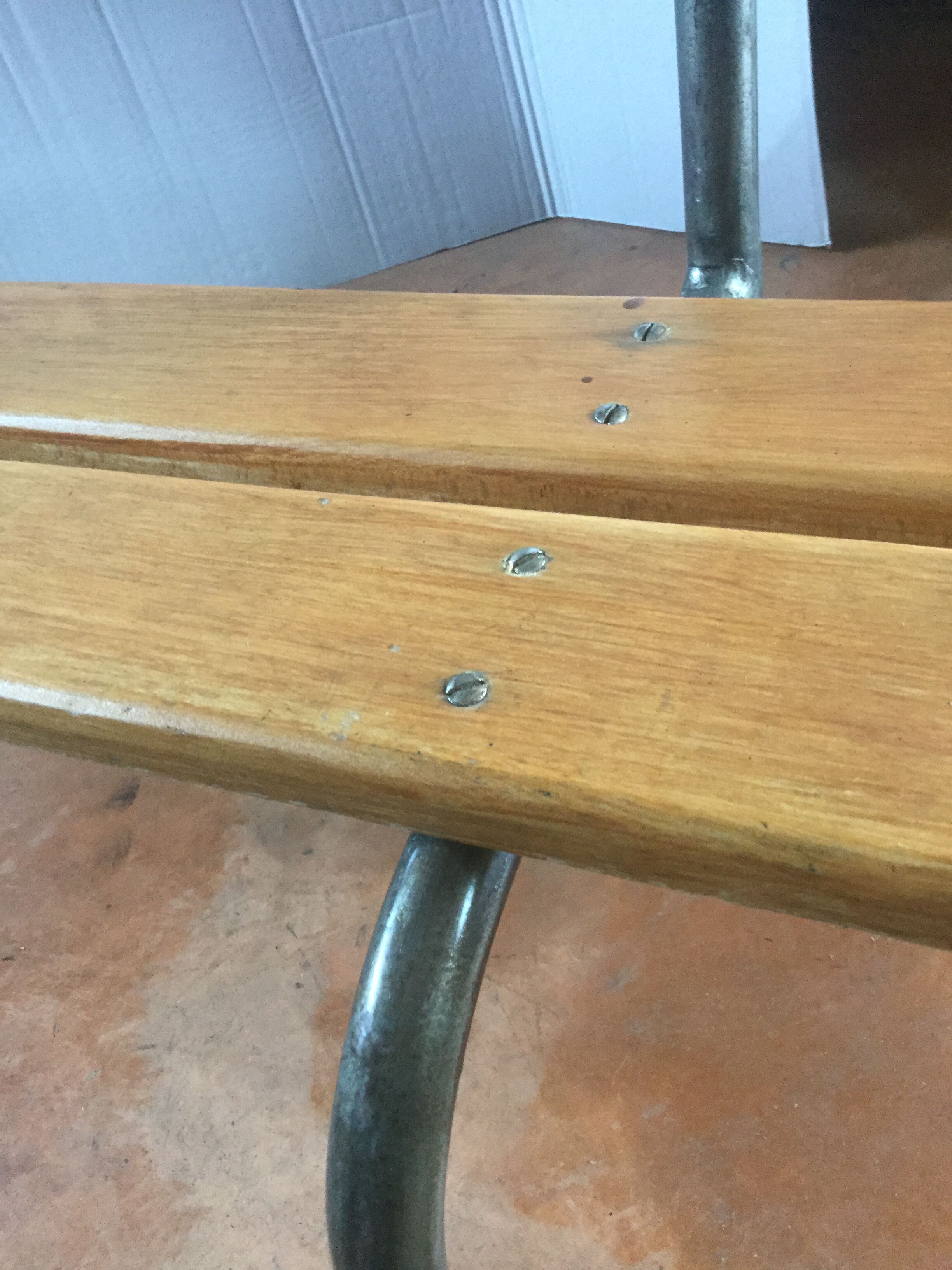 Former school bench with back