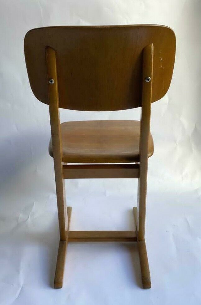 Suite of 6 chairs foot compass 1960 beautiful blond patina