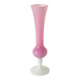 Single flower vase in opaline, pink with white feet, 1970.