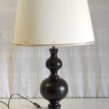 Lampe à poser en bois tourné années 80