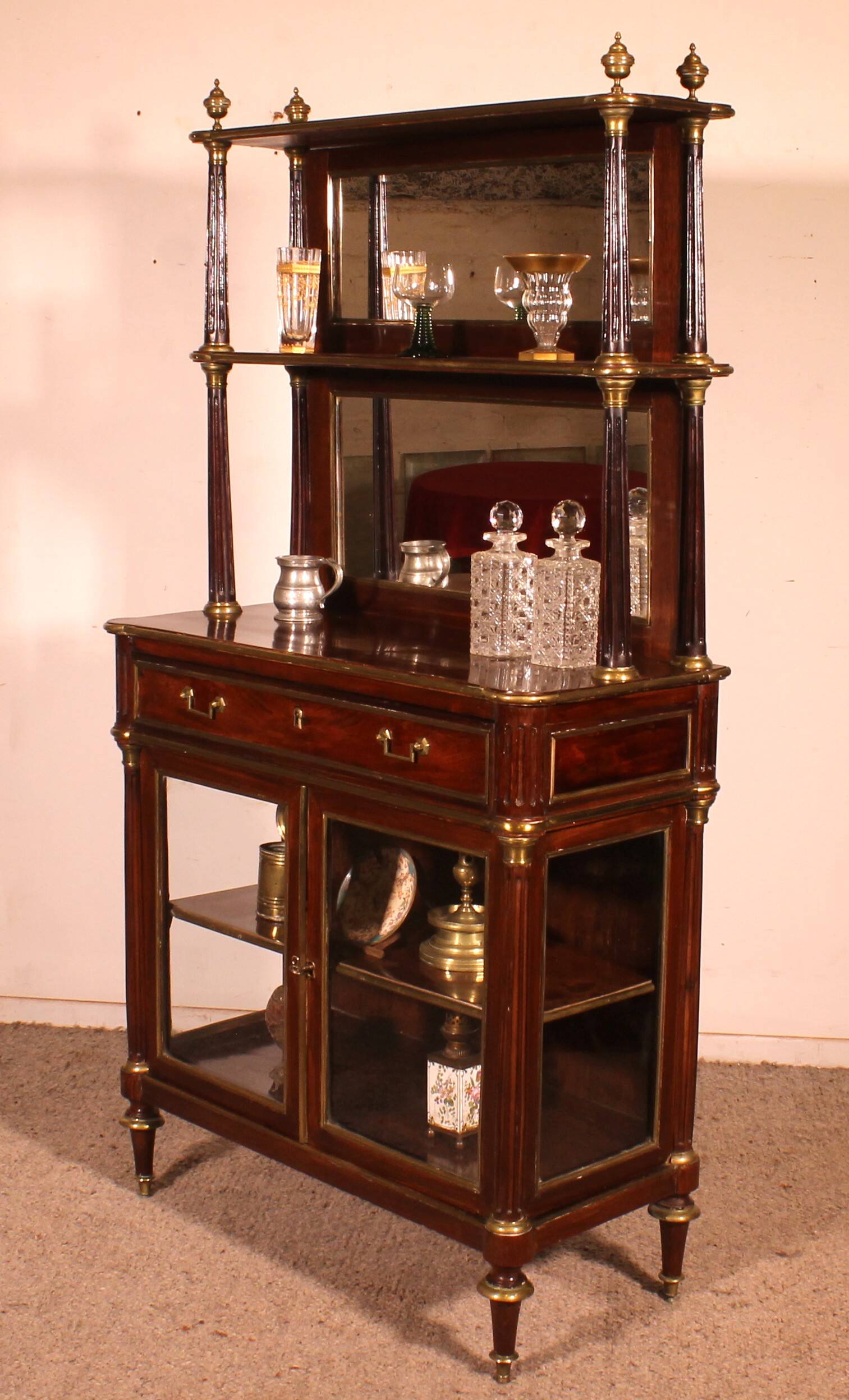 Louis XVI period mahogany display cabinet/bar