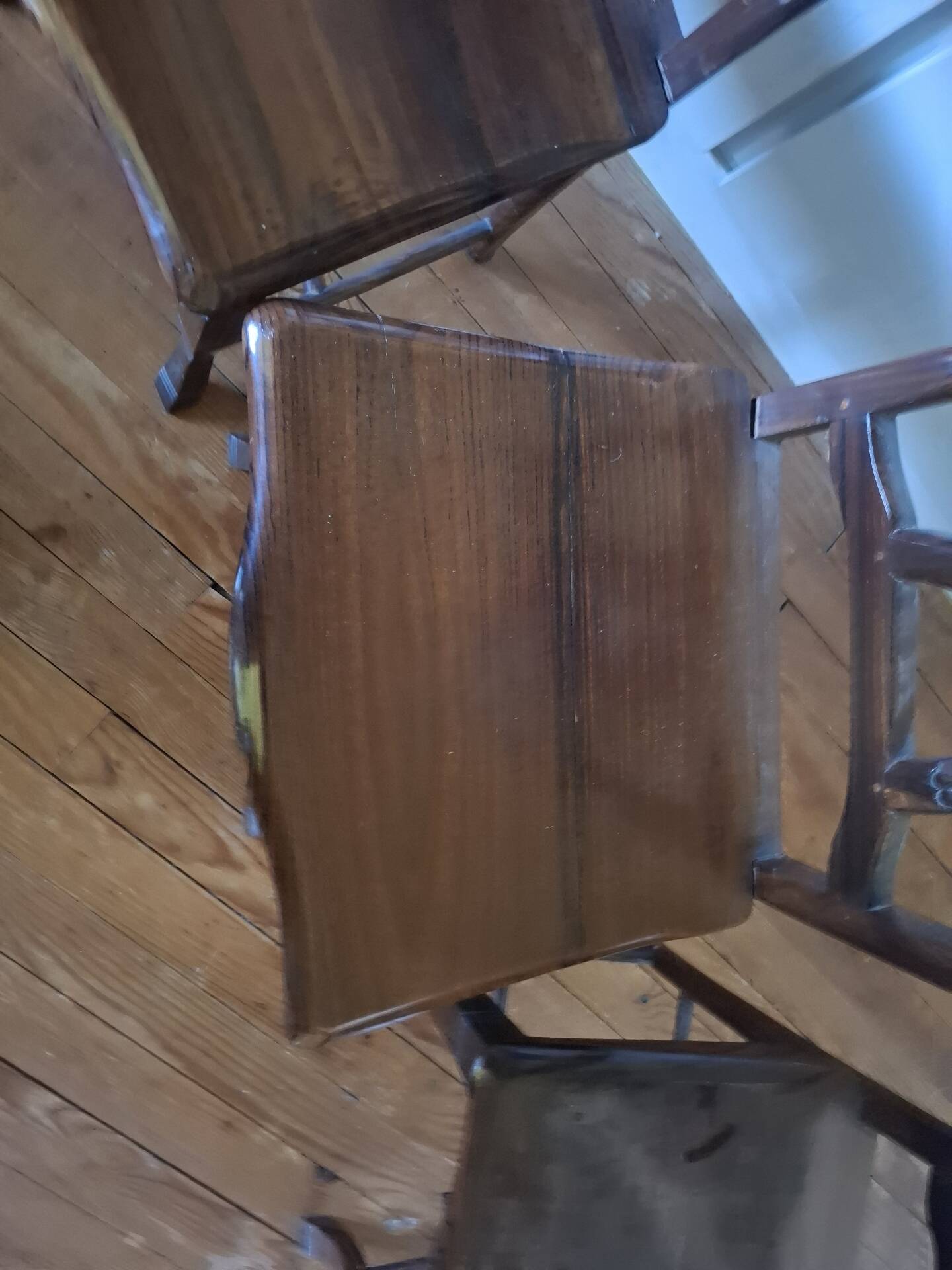 Sculpted chairs in solid wood