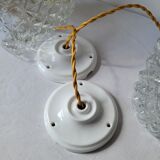 Duo of molded glass pendant lights