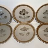 Lot de 6 assiettes dessert en grès de Sarreguemines Tignes peint main