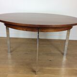 Table à manger en palissandre et chrome du milieu du siècle par merrow associates