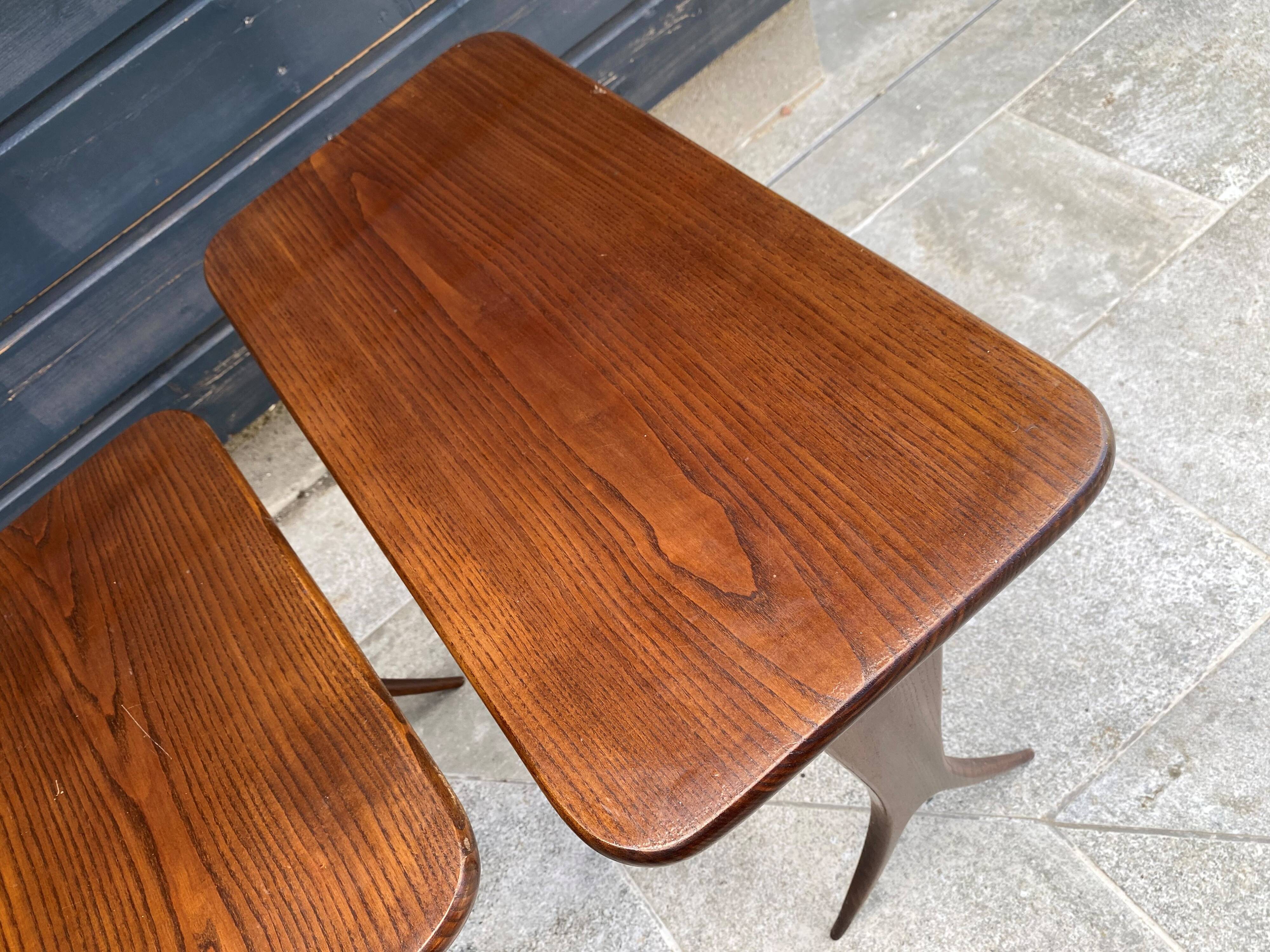 Set of 3 nesting tables by Raphaël Raffel, Scandinavian vintage, 1960s