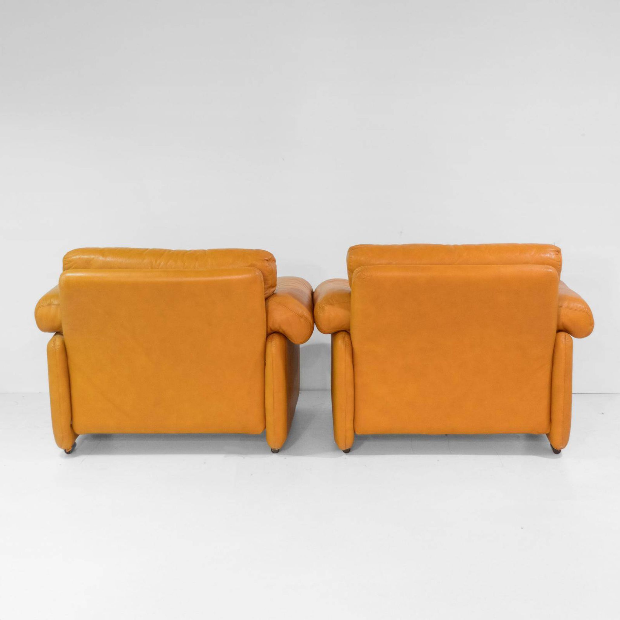 Vintage Coronado Brown Leather Living Room Set Tobia Scarpa Labeled C&B Ita