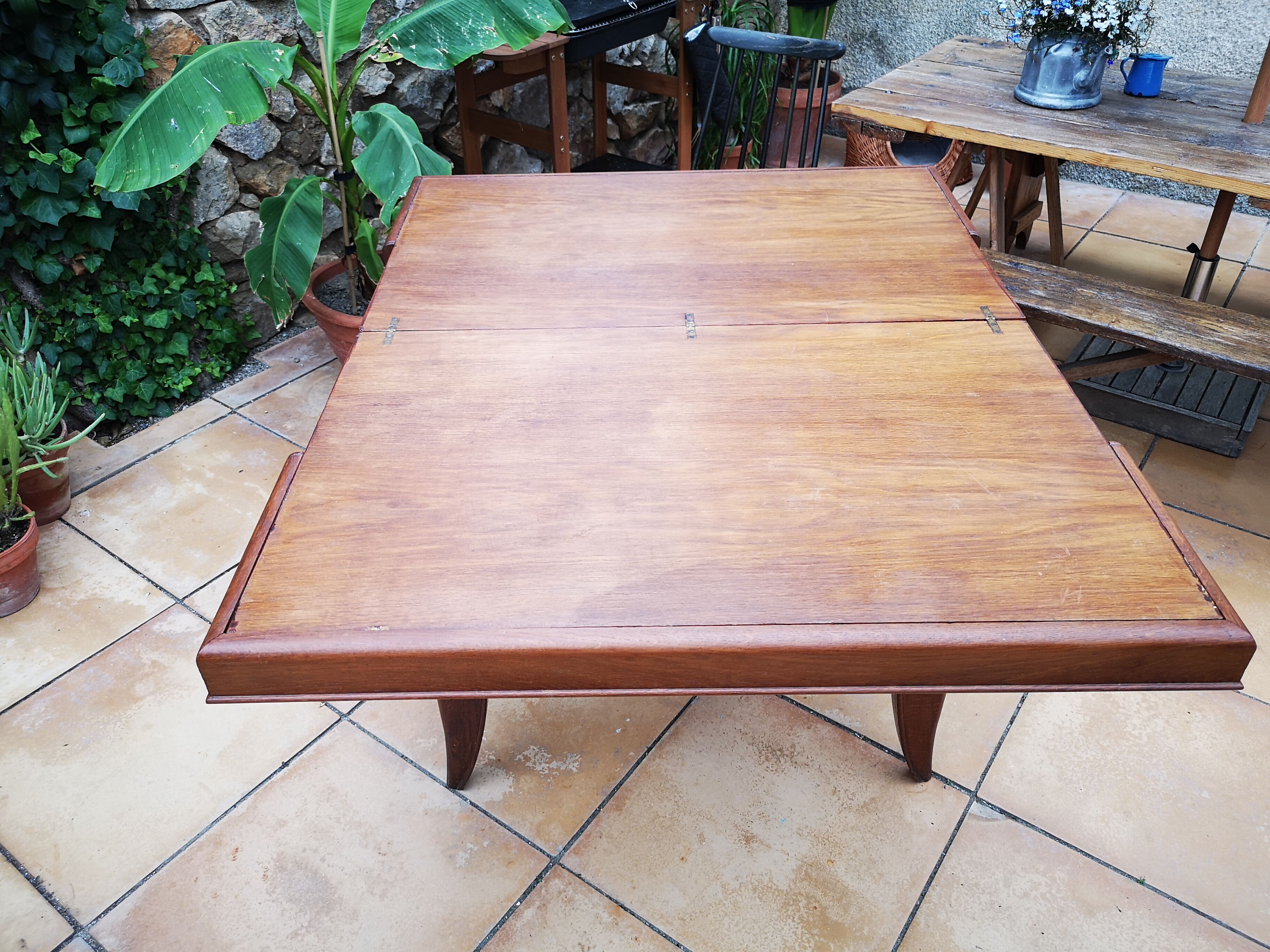 Vintage teak coffee table, transformable into a high table
