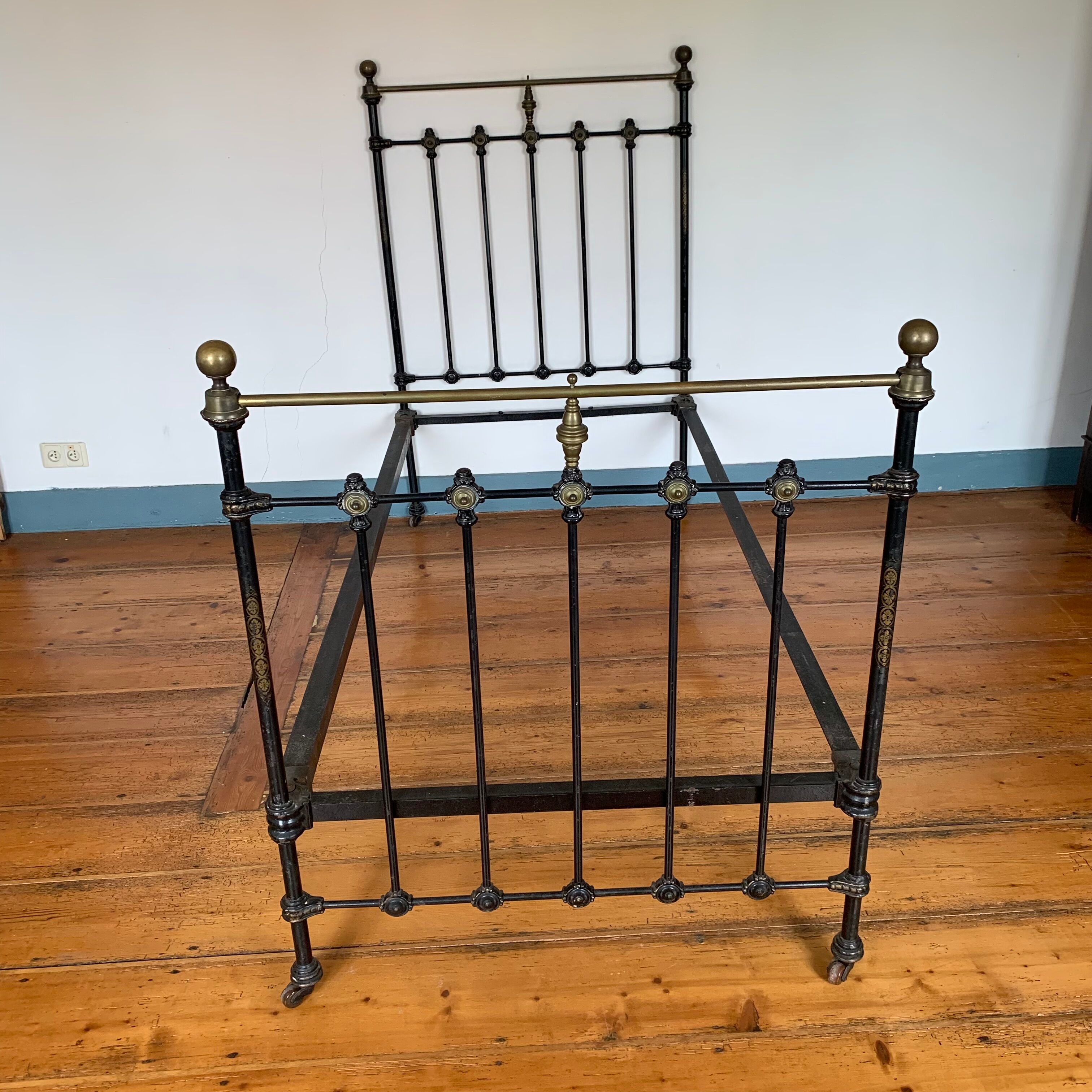 Victorian bed wrought iron and brass