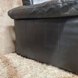 Sofa 2 places black leather year 70'-80' vintage