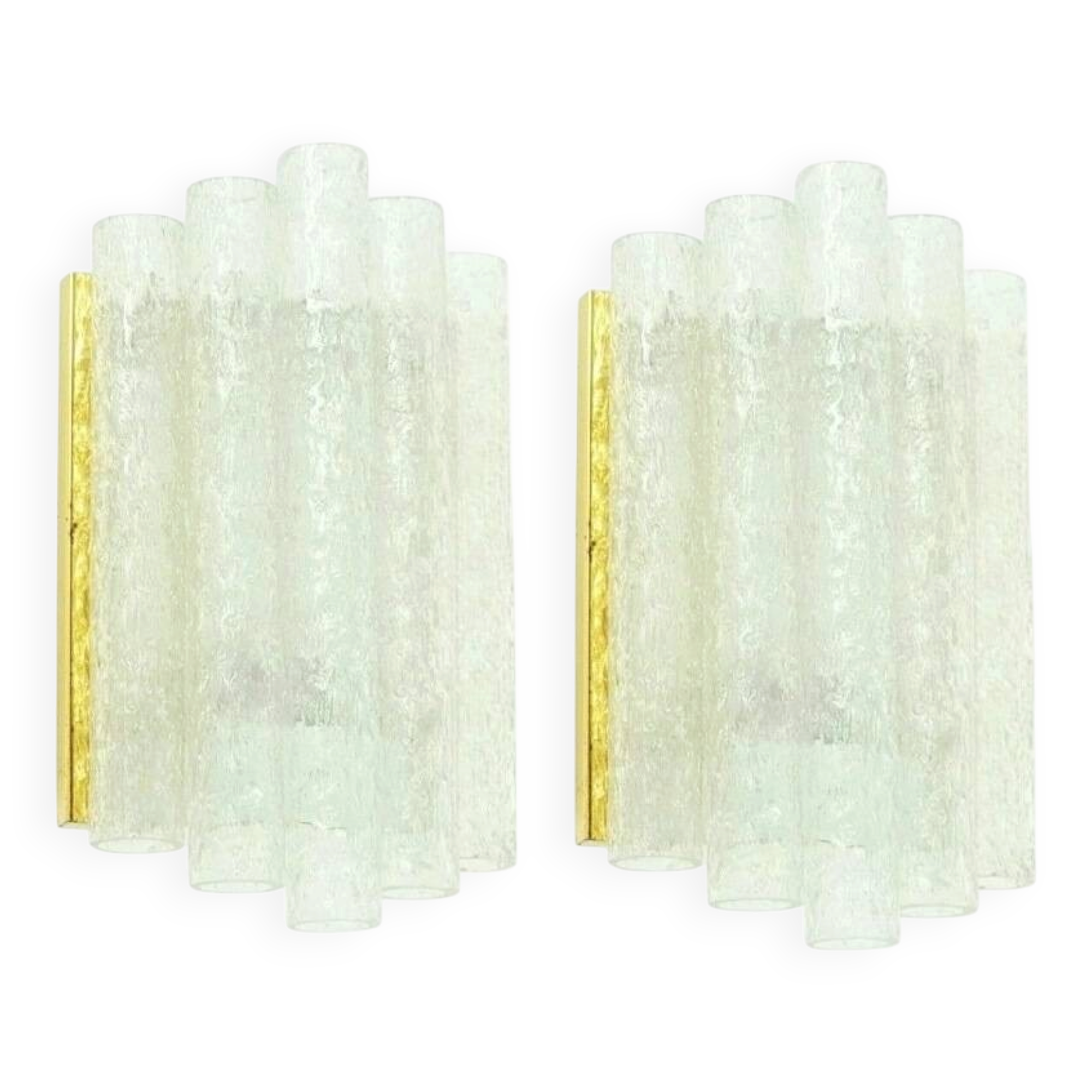 Pair of Mid-Century Modern Ice Glass Wall Lights from Doria, Germany, 1960s