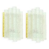 Pair of Mid-Century Modern Ice Glass Wall Lights from Doria, Germany, 1960s