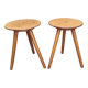 Pair of wooden tripod stools, tapered feet, vintage, 60s