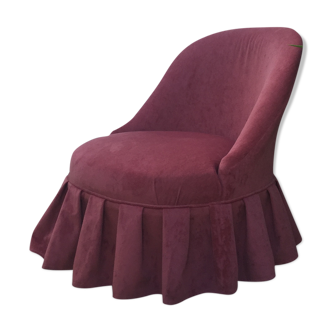 Fauteuil crapaud à franges en velour rose poudré – Zelda et Charlie