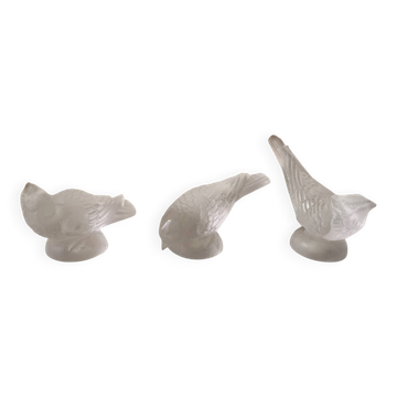Sculpture oiseaux Art déco en verre moulé de Bohème