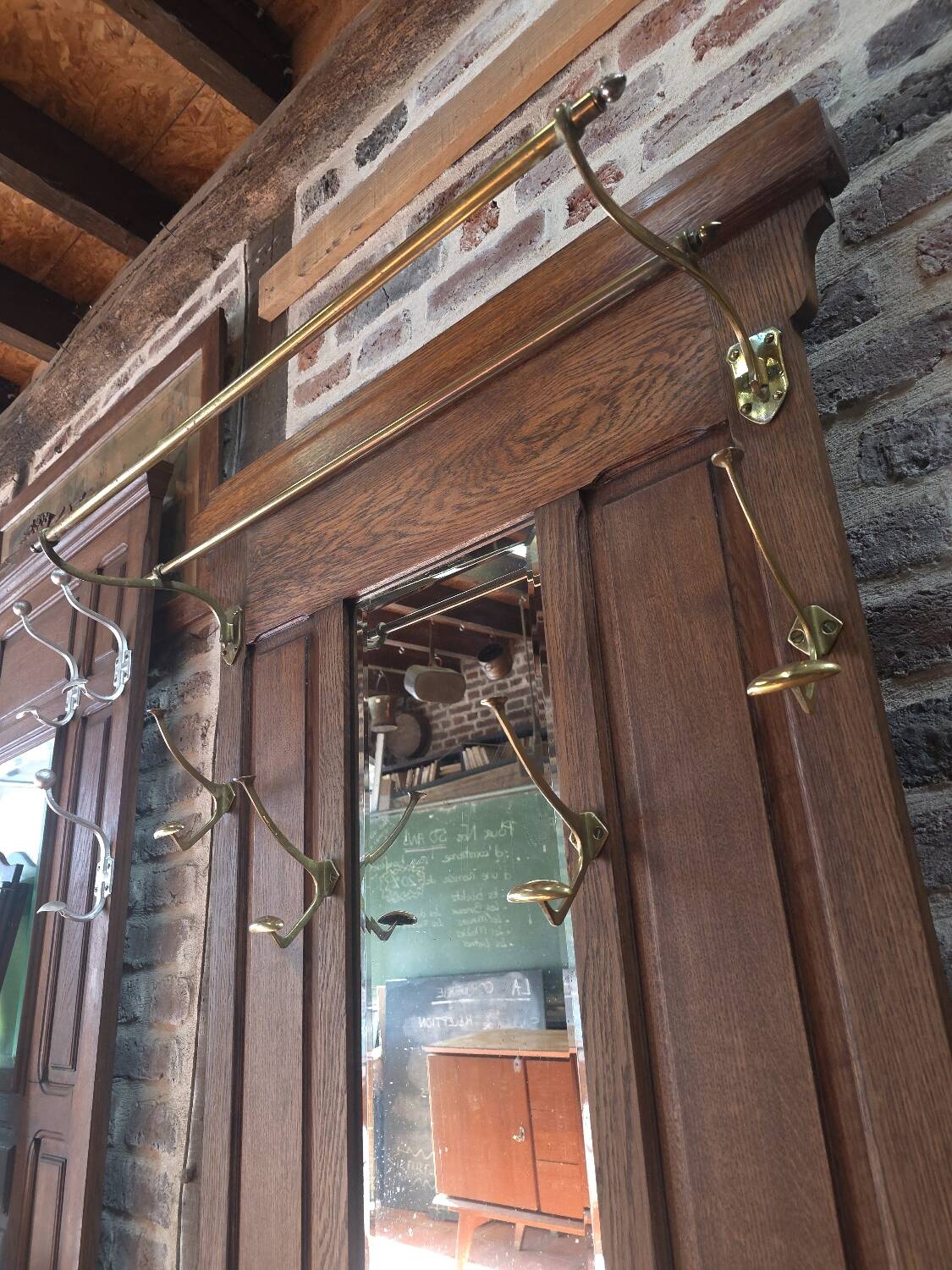 Vestiaire porte manteau ancien en chêne massif