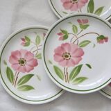 Set of 4 Moulin des Loups dinner plates, 1980, vintage French