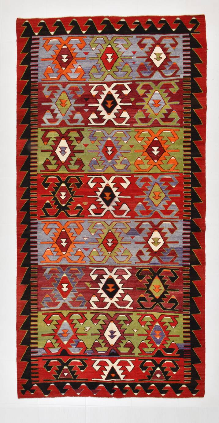 5x11 Colorful Vintage Kilim Rug, Modern Kilim Rug, 158x335Cm,Rare Style Rug