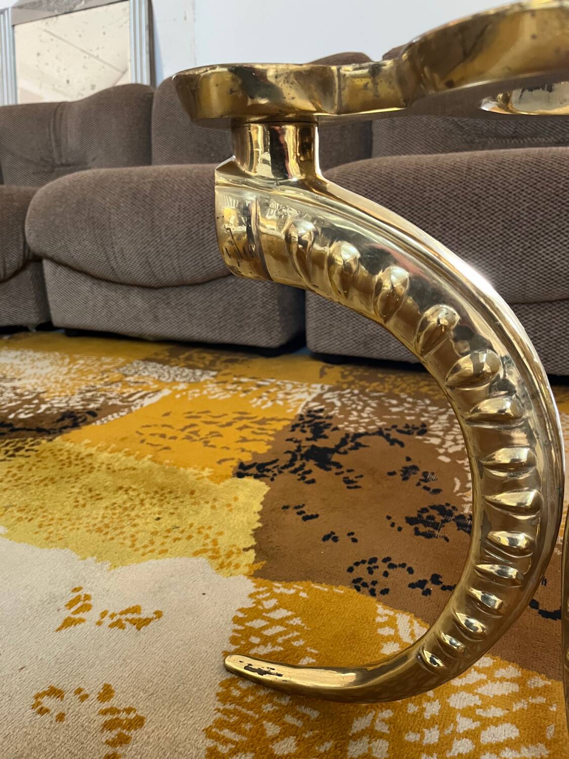 70's side table in brass and glass