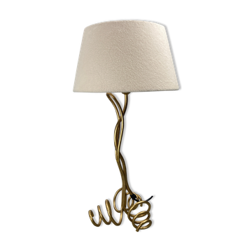 Lampe vintage ondulée de forme libre, abat-jour bouclé