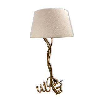 Lampe vintage ondulée de forme libre, abat-jour bouclé