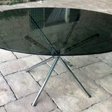 Chrome table and smoked glass