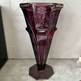 A purple vase, very discreetly gilded, Russian art deco style