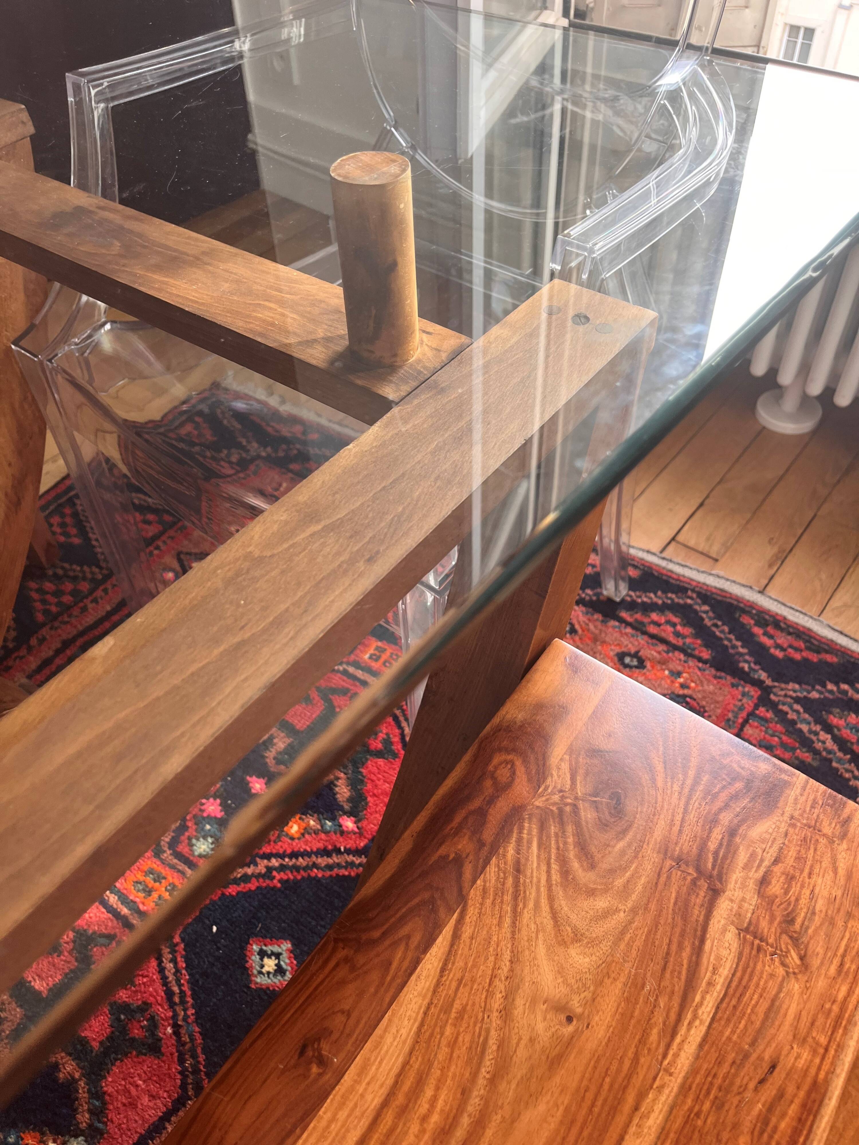 Dining table set with 4 solid wood chairs.