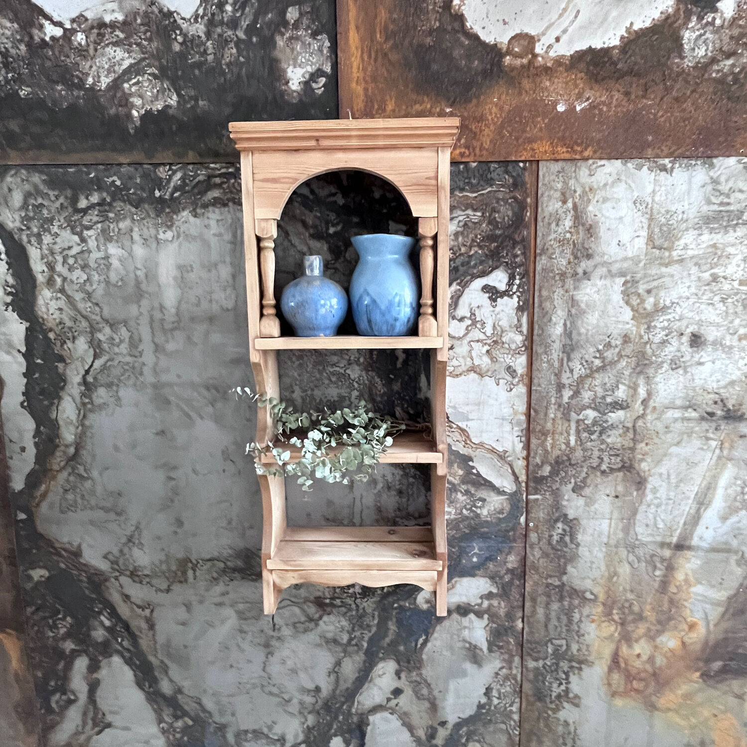 Old shelf in raw wood
