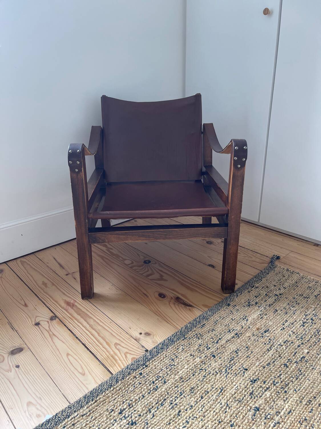 Vintage leather Safari armchair