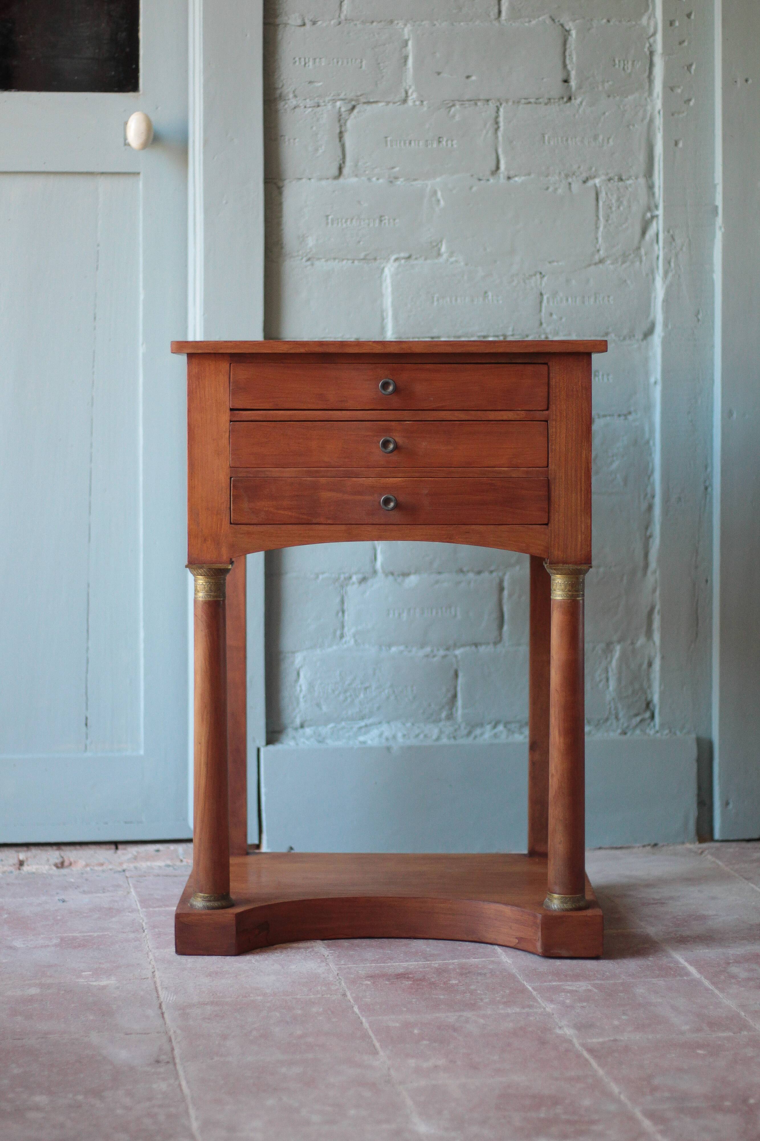 Bedside table or console in Empire style, drawer unit, end table.