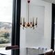 Vintage Opaline Glass Brass Chandelier 1950’s