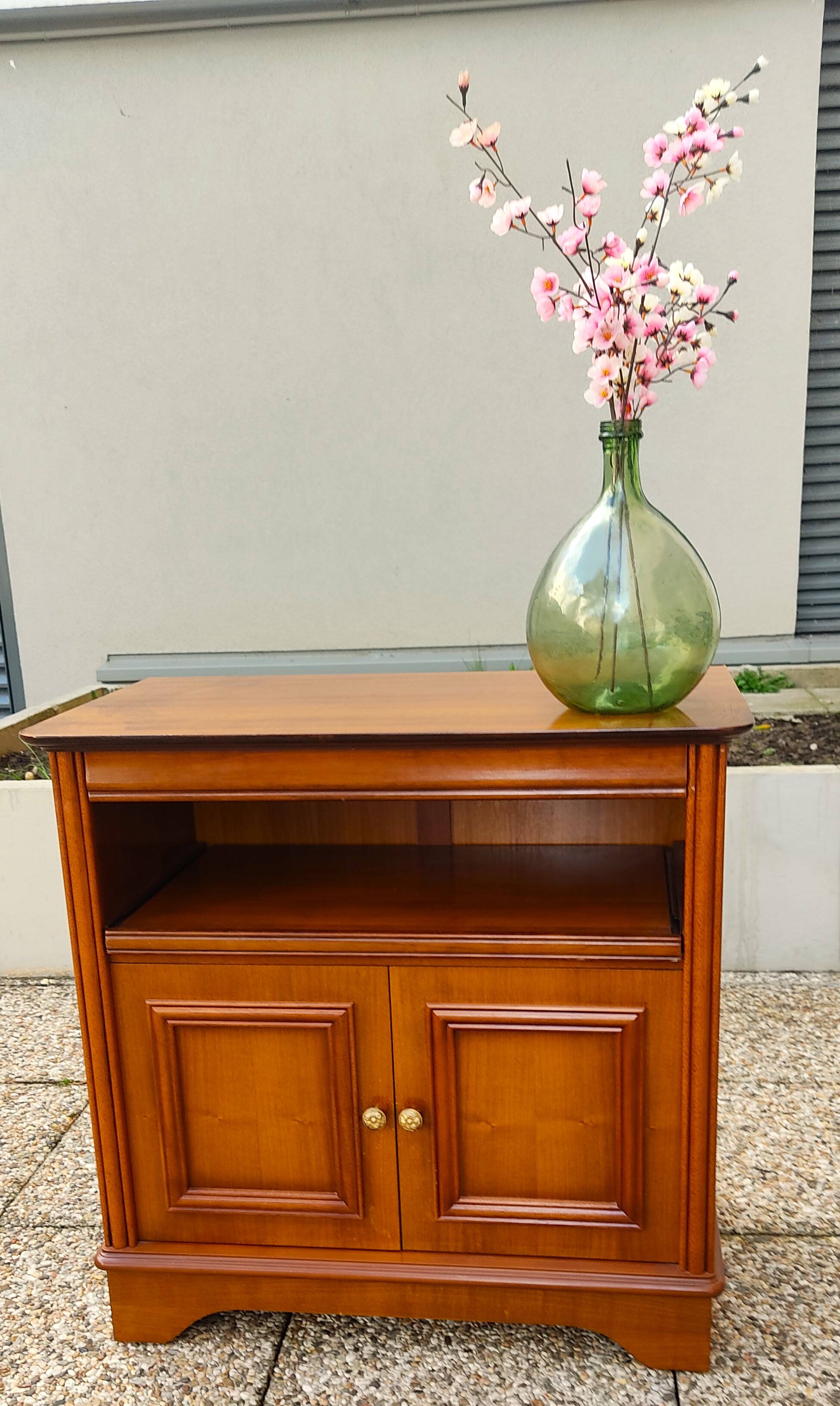 Small sideboard, TV unit, hifi in solid wood, walnut, Louis Philippe style
