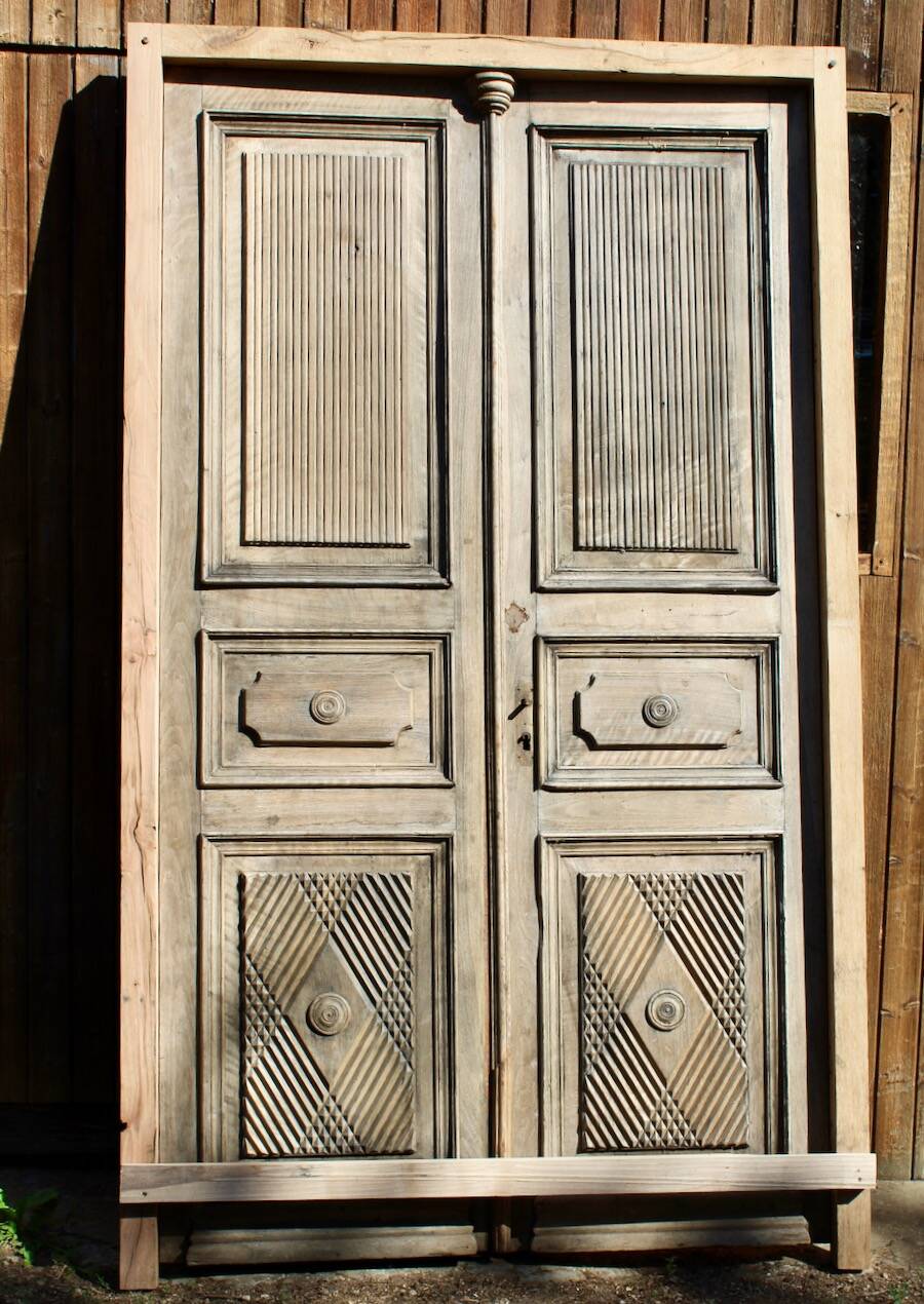 Double Door In Carved Walnut 19th Century
