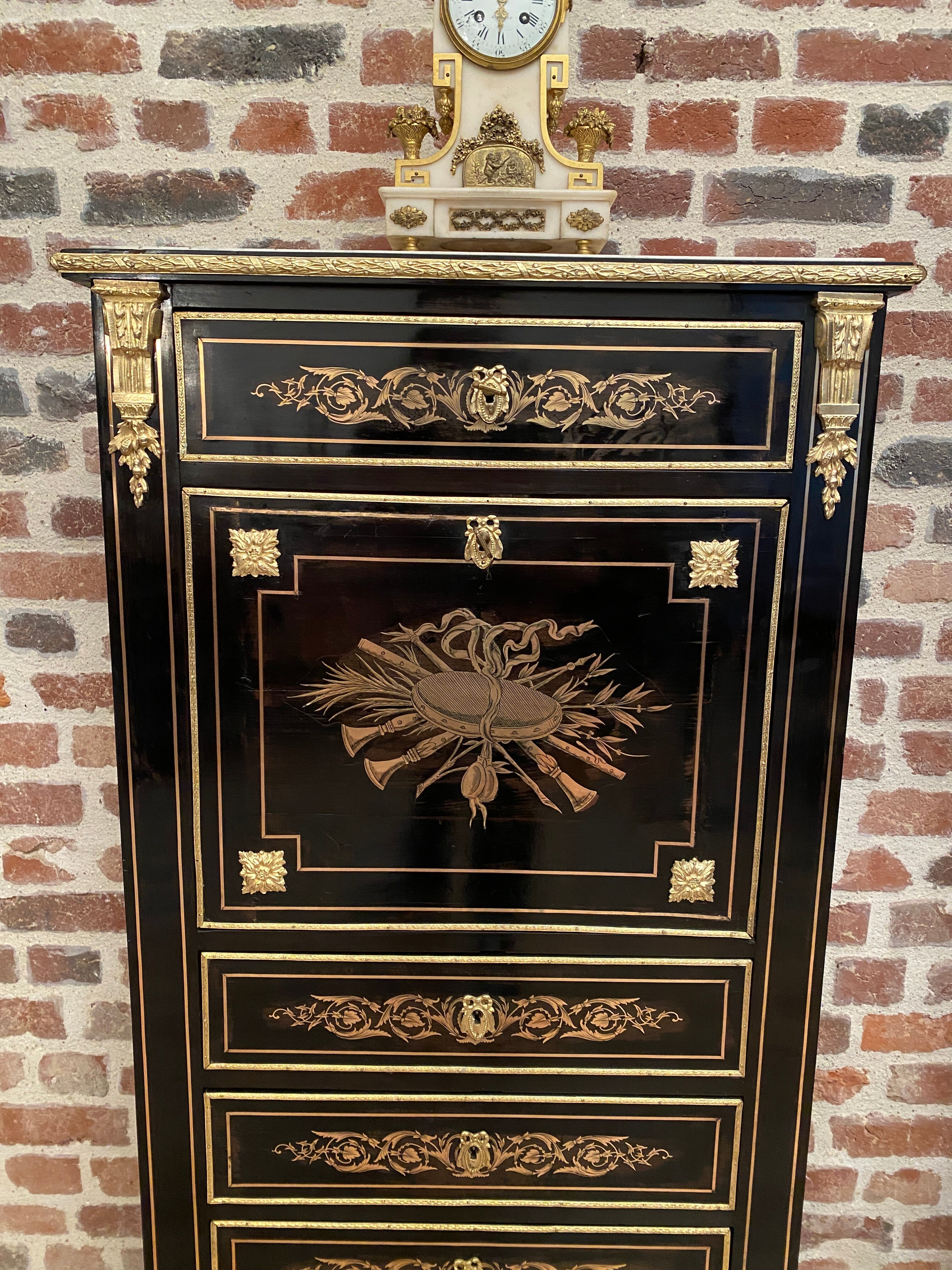 Secretaire de dame en marqueterie epoque Napoleon III