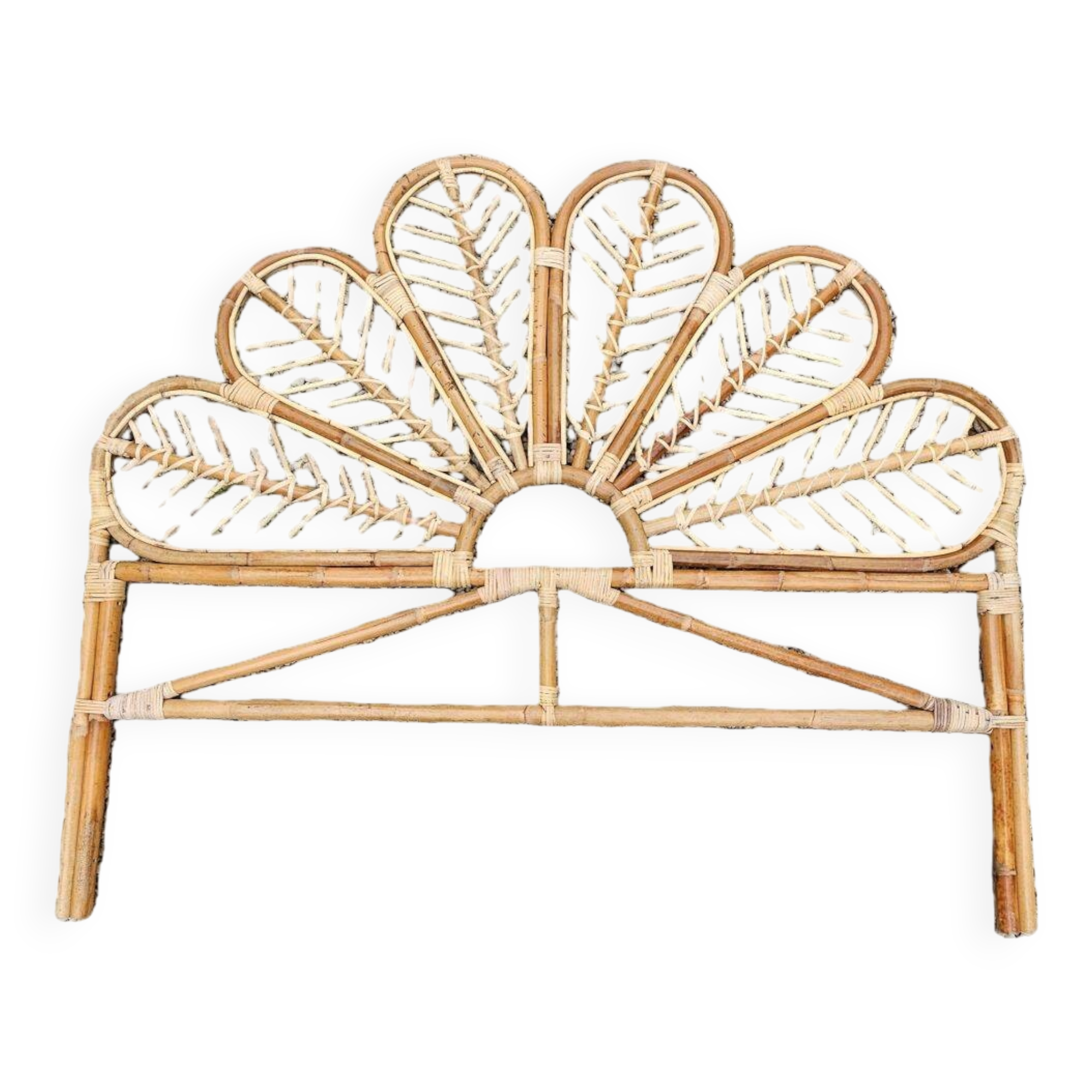 Peacock rattan headboard