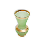 Granita glass green and gold vintage vase
